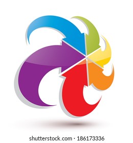 Infinite loop arrows vector abstract symbol, graphic design template 3d pictogram.