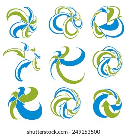 Infinite loop arrows vector abstract symbol set, graphic design template collection, color 3d pictogram set.