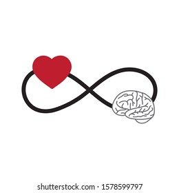 infinite loop with heart and brain, vector