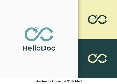 Infinite or loop logo in stethoscope shape symbol of medic or health