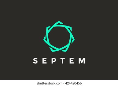 Infinite Looped Seven point Star shape Logo design vector template Linear style.
Abstract infinity Loop Logotype Business concept icon.