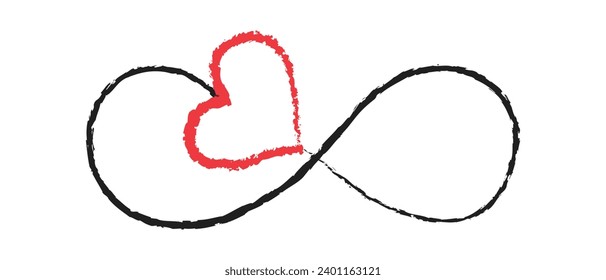 Infinite love black and red vector, isolated on white background eps 10