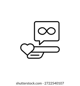 Umrisssymbol für unendliche Liebe-Chat-Blase