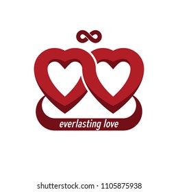 Infinite Love concept, vector symbol created with infinity loop sign and heart.