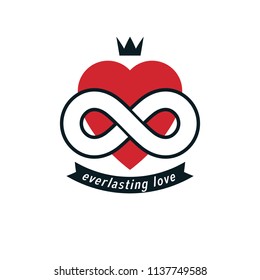 Infinite Love concept, vector symbol created with infinity loop sign and heart.