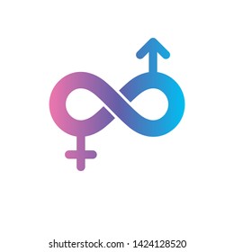 Infinite Love concept, vector symbol created with infinity sign and male Mars an female Venus signs. Relationship creative idea.