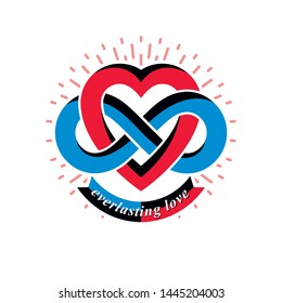 Infinite Love concept, vector symbol created with infinity loop sign and heart.