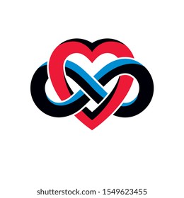 Infinite Love concept, vector symbol created with infinity loop sign and heart.