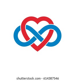 Infinite Love concept, vector symbol created with infinity loop sign and heart.