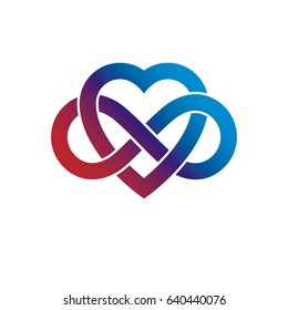 Infinite Love concept, vector symbol created with infinity loop sign and heart.
