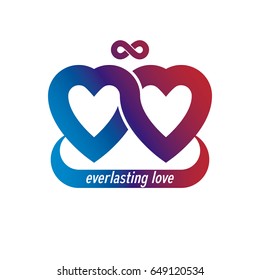 Infinite Love concept, vector symbol created with infinity loop sign and heart.