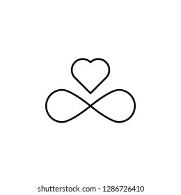 infinite love, infinity sign, heart icon. Simple thin line, outline vector of valentines day set icons for UI and UX, website or mobile application on white background