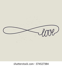 infinite love sign. forever line sign. black and white.