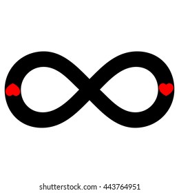 Infinite love symbol , Infinity icon with two red hearts , vector illustration