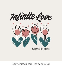 Amor infinito tipográfico slogan imprimir, gráfico vetorial, impressão de texto, slogan imprimir, assinar símbolo logotipo imprimir design para o design de t-shirt.