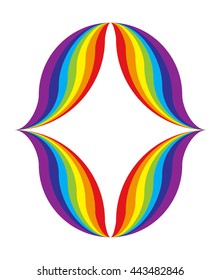 Infinite motley shape template in trendy pop band style. Artistic interlaced multicolor ribbon striped design with space for text on white backdrop