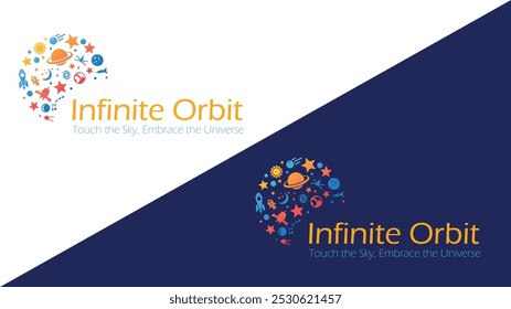 Infinite Orbit logo, featuring vibrant space-themed icons, symbolizes exploration, innovation, and the limitless possibilities of the universe. Ideal for science, technology, and space-related project