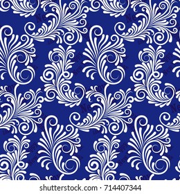 Infinite pattern with the inscription "Happy New Year". Blue background.
