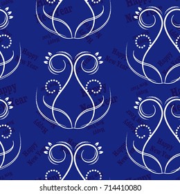 Infinite pattern with the inscription "Happy New Year". Blue background.