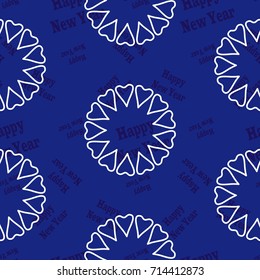Infinite pattern with the inscription "Happy New Year". Blue background.