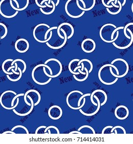 Infinite pattern with the inscription "Happy New Year". Blue background.
