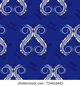 Infinite pattern with the inscription "Happy New Year". Blue background.