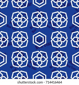 Infinite pattern with the inscription "Happy New Year". Blue background.