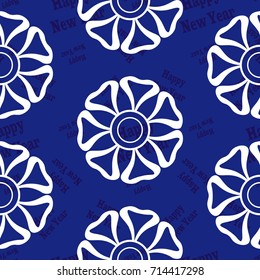 Infinite pattern with the inscription "Happy New Year". Blue background.