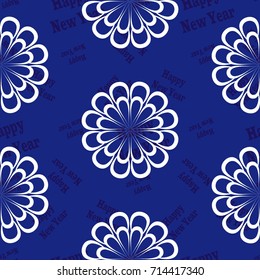 Infinite pattern with the inscription "Happy New Year". Blue background.