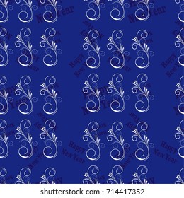 Infinite pattern with the inscription "Happy New Year". Blue background.