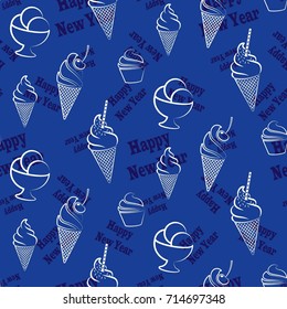 Infinite pattern with the inscription "Happy New Year". Blue background