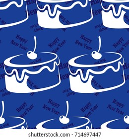 Infinite pattern with the inscription "Happy New Year". Blue background