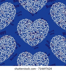 Infinite pattern with the inscription "Happy New Year". Blue background