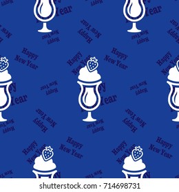 Infinite pattern with the inscription "Happy New Year". Blue background