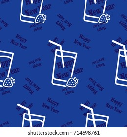 Infinite pattern with the inscription "Happy New Year". Blue background