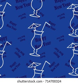 Infinite pattern with the inscription "Happy New Year". Blue background