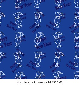 Infinite pattern with the inscription "Happy New Year". Blue background