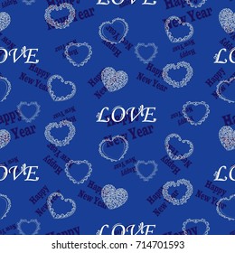 Infinite pattern with the inscription "Happy New Year". Blue background
