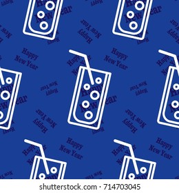 Infinite pattern with the inscription "Happy New Year". Blue background