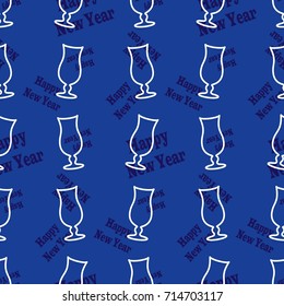 Infinite pattern with the inscription "Happy New Year". Blue background