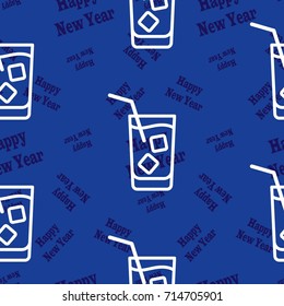 Infinite pattern with the inscription "Happy New Year". Blue background