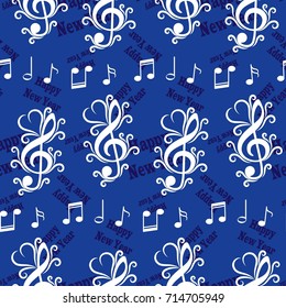 Infinite pattern with the inscription "Happy New Year". Blue background