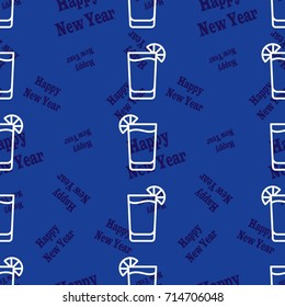 Infinite pattern with the inscription "Happy New Year". Blue background