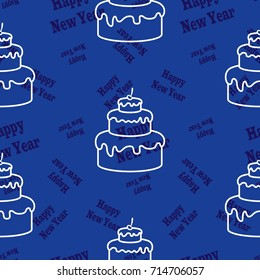 Infinite pattern with the inscription "Happy New Year". Blue background