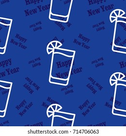 Infinite pattern with the inscription "Happy New Year". Blue background