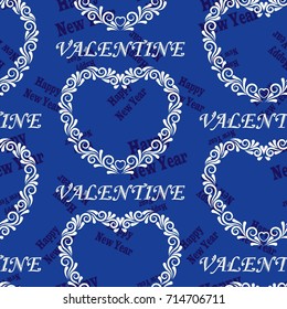 Infinite pattern with the inscription "Happy New Year". Blue background
