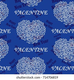 Infinite pattern with the inscription "Happy New Year". Blue background