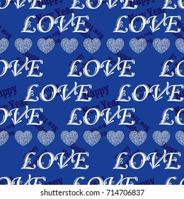 Infinite pattern with the inscription "Happy New Year". Blue background