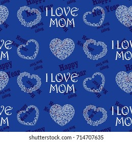 Infinite pattern with the inscription "Happy New Year". Blue background