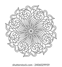 Infinite patterns adult mandala colouring book page for KDP book interior. Peaceful Portraits, Blossoming Beauty mandala design.